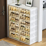 Square Plastic Entryway Beige Stackable Shoe Box Storage Image - 8
