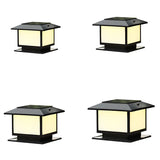 Square Solar Garden Decor Metal Black Patio Post Light Image - 6