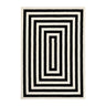 Square Striped Polypropylene Black-White Area Rug Image - 4