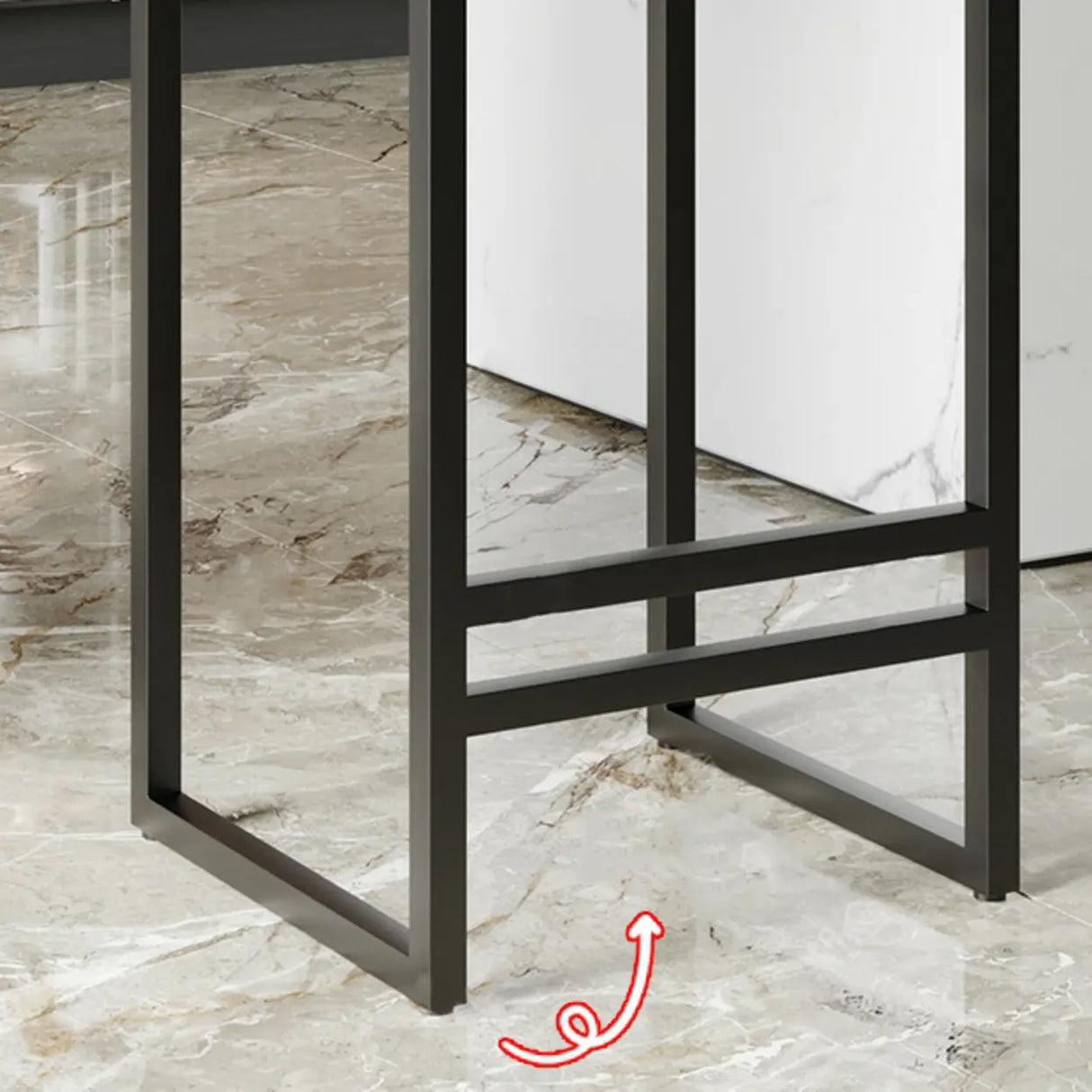 Square Upholstered Metal Sled Bar Stool with Footrest Image - 10