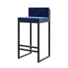 Square Upholstered Metal Sled Bar Stool with Footrest Image - 12