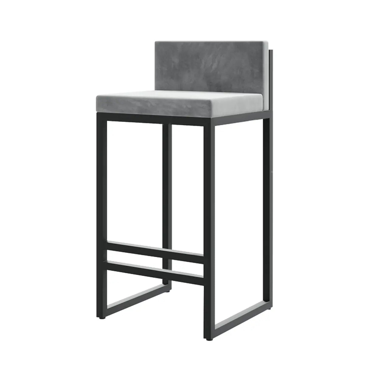 Square Upholstered Metal Sled Bar Stool with Footrest Image - 15