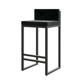 Square Upholstered Metal Sled Bar Stool with Footrest Image - 3