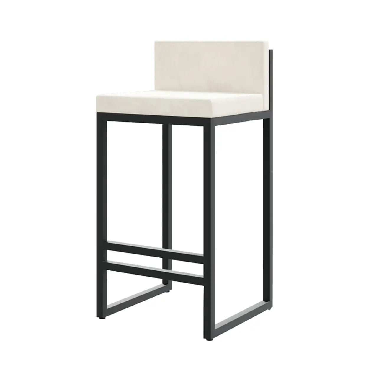 Square Upholstered Metal Sled Bar Stool with Footrest Image - 30