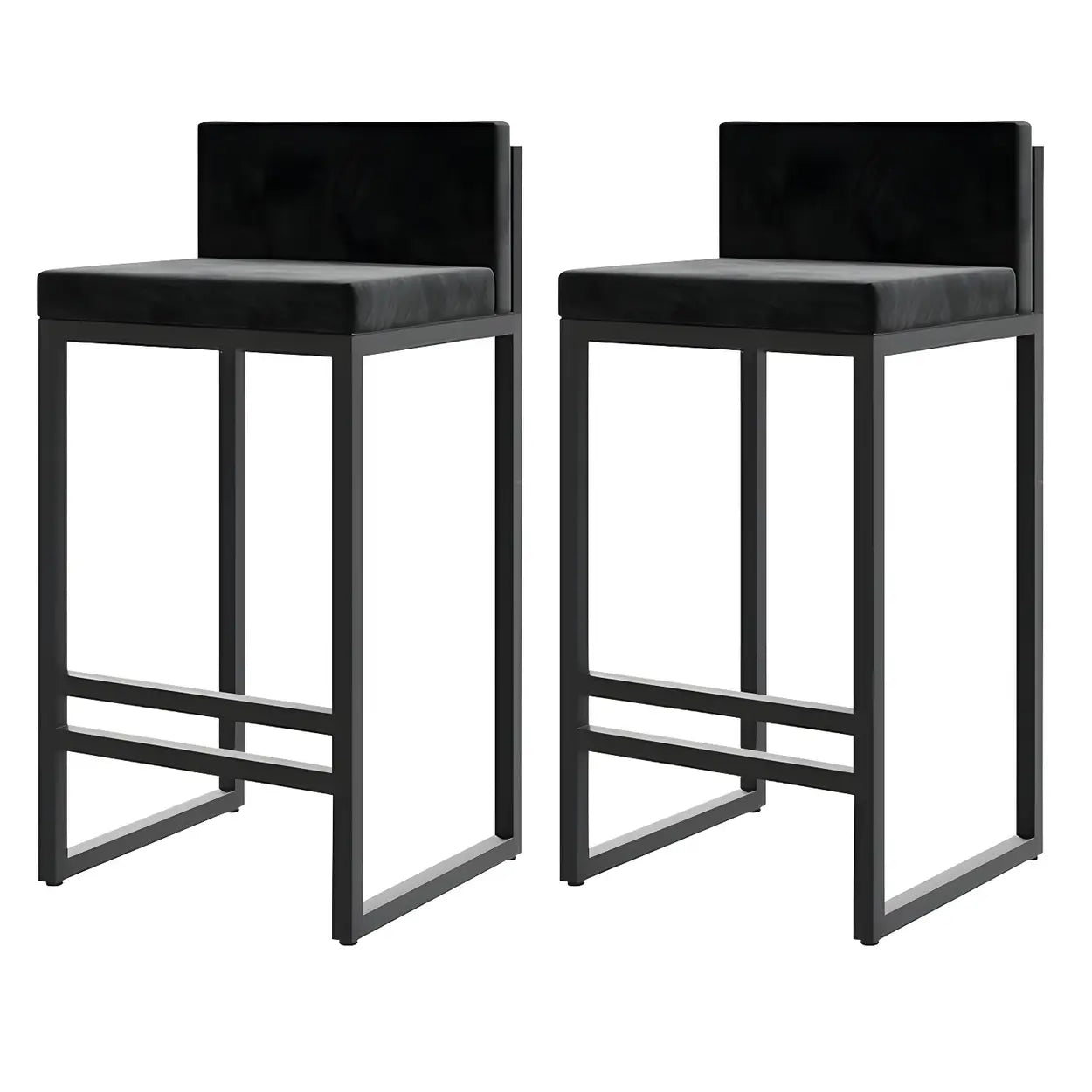 Square Upholstered Metal Sled Bar Stool with Footrest Image - 4