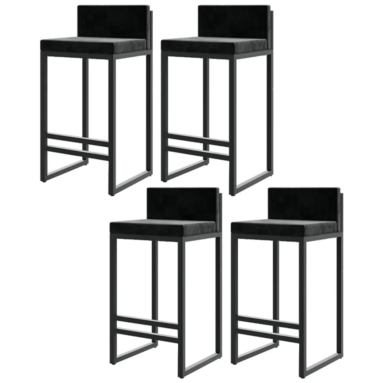 Square Upholstered Metal Sled Bar Stool with Footrest Image - 6