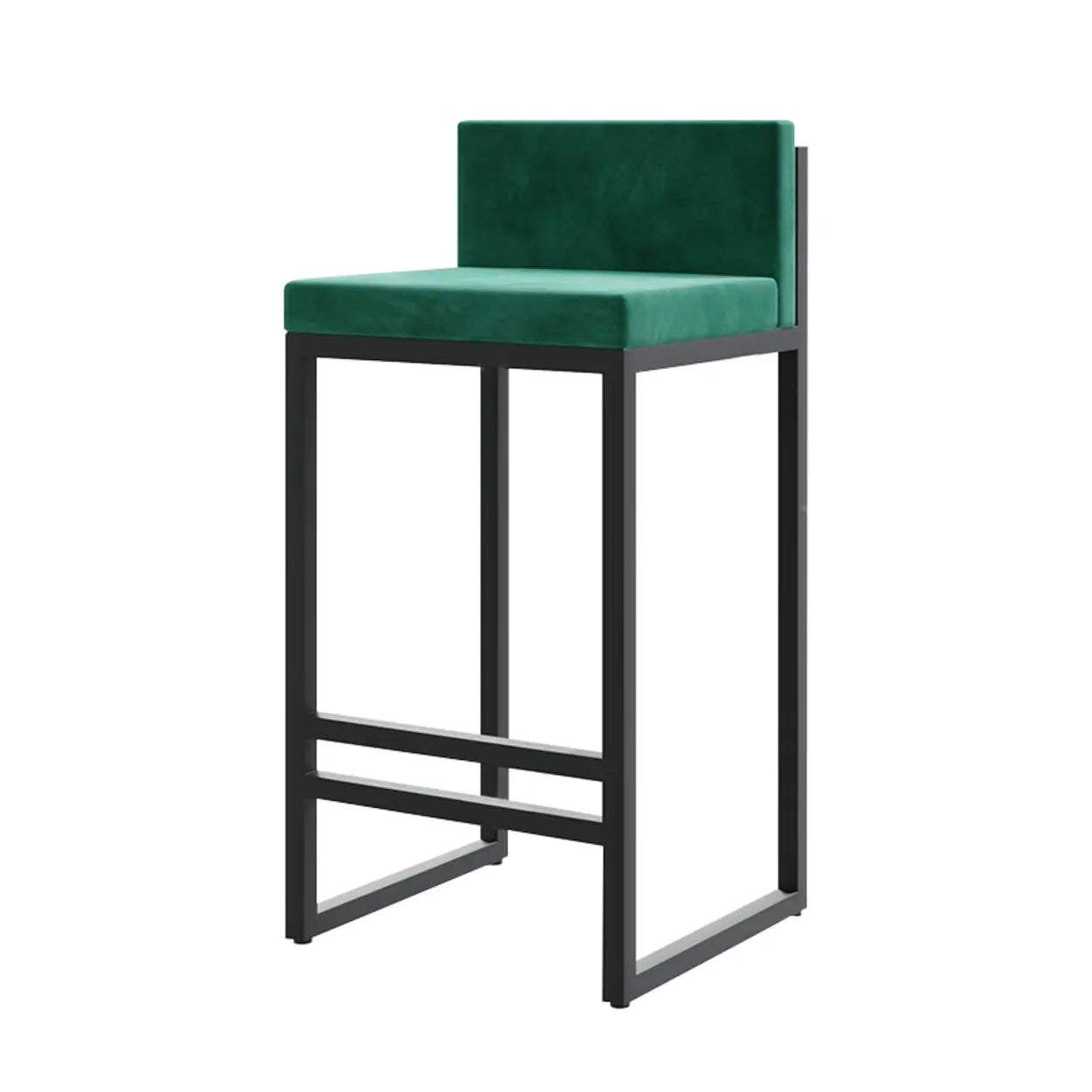 Square Upholstered Metal Sled Bar Stool with Footrest Image - 8
