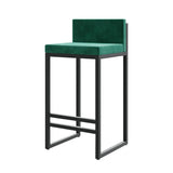 Square Upholstered Metal Sled Bar Stool with Footrest Image - 8