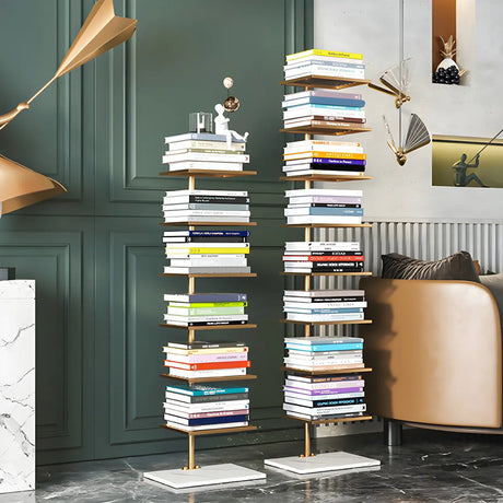 Square Vertical Minimalist Metal Etagere Bookcase White Image - 1