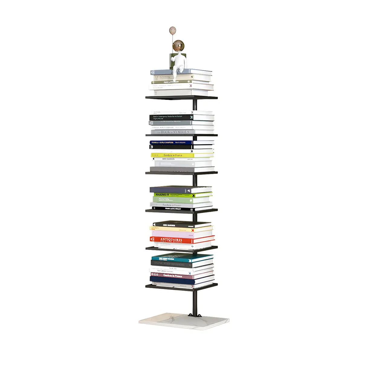Square Vertical Minimalist Metal Etagere Bookcase White Image - 10