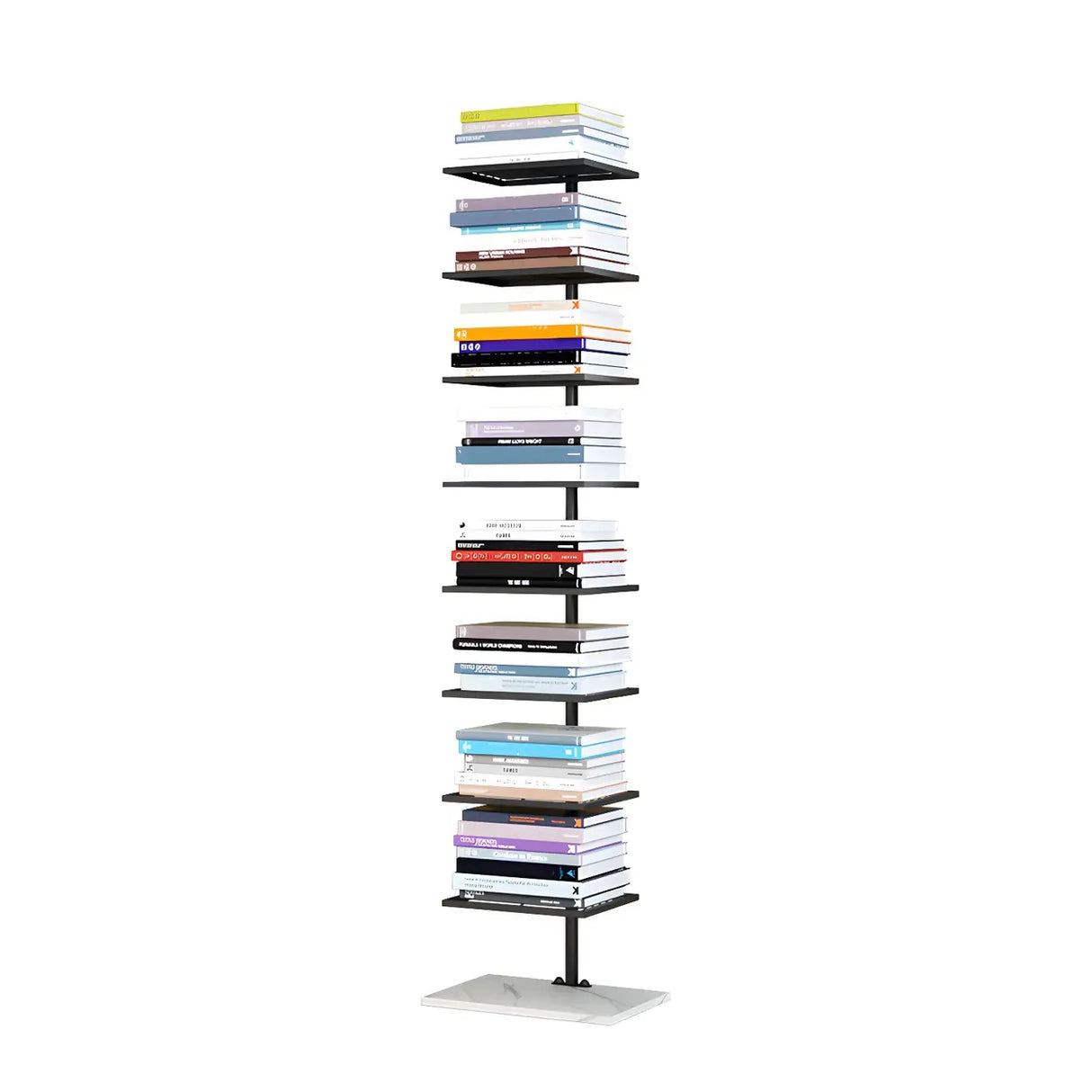 Square Vertical Minimalist Metal Etagere Bookcase White Image - 11