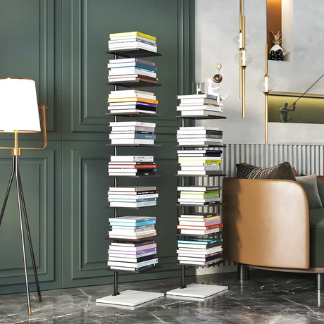 Square Vertical Minimalist Metal Etagere Bookcase White Image - 2
