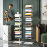 Square Vertical Minimalist Metal Etagere Bookcase White Image - 3