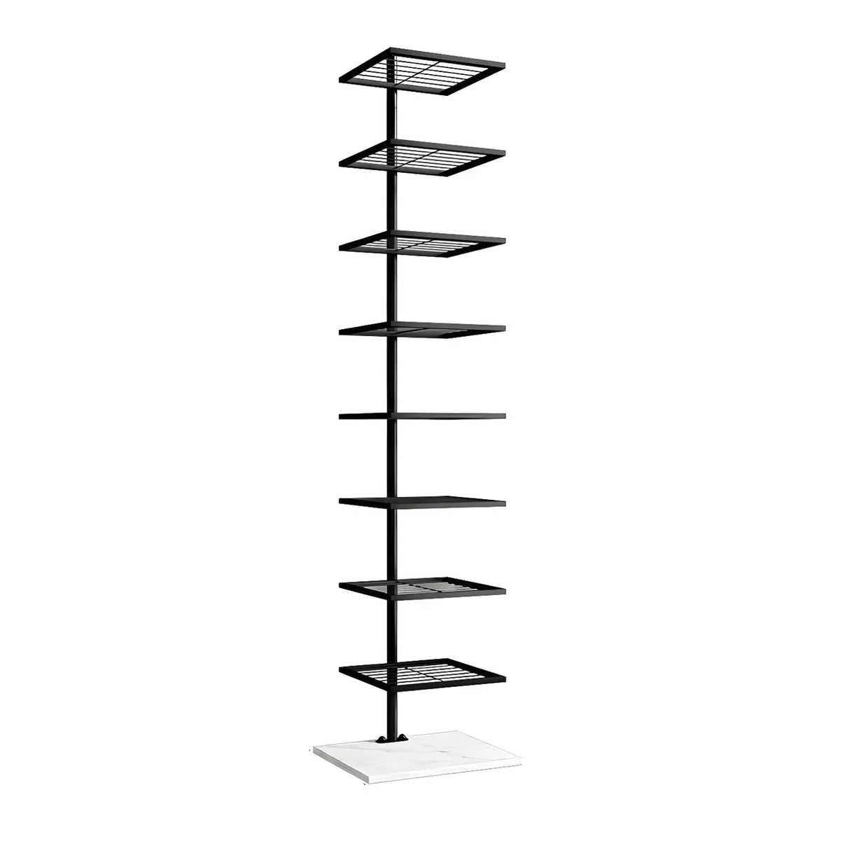 Square Vertical Minimalist Metal Etagere Bookcase White Image - 5
