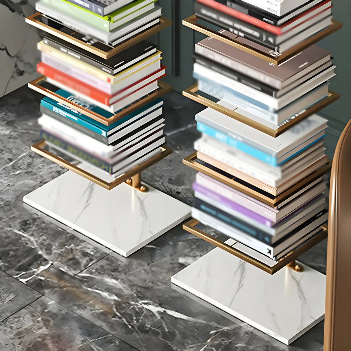 Square Vertical Minimalist Metal Etagere Bookcase White Image - 6