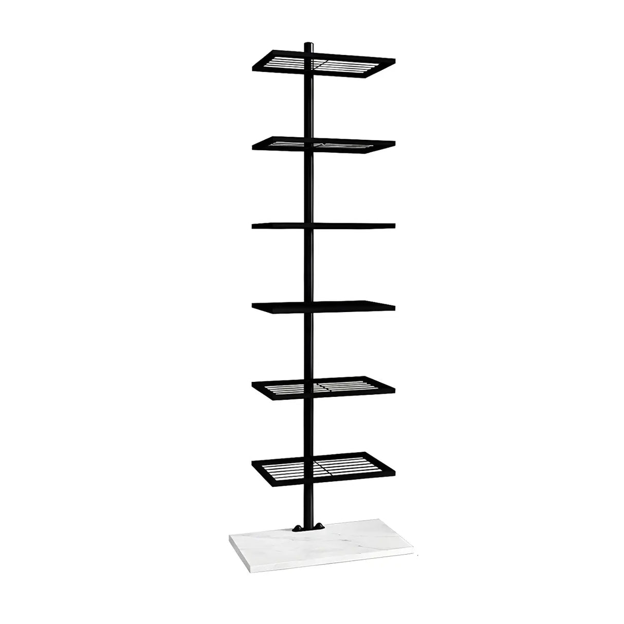 Square Vertical Minimalist Metal Etagere Bookcase White Image - 7