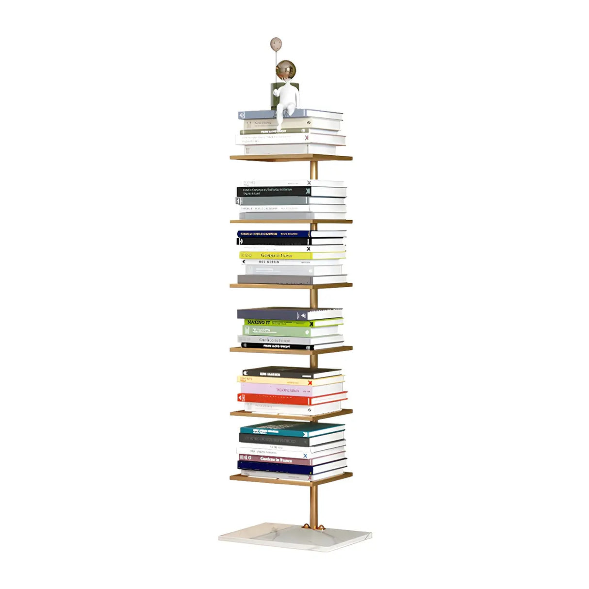 Square Vertical Minimalist Metal Etagere Bookcase White Image - 8