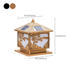 Square Vintage Carved Metal Solar Outdoor Post Lamp Image - 16