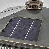 Square Vintage Glass Solar Metal Outdoor Post Lamp Image - 11