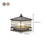 Square Vintage Glass Solar Metal Outdoor Post Lamp #size