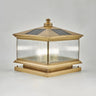 Square Vintage Glass Solar Metal Outdoor Post Lamp Image - 2