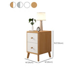 Square Wood Natural 2-Drawer Nightstand with Legs Image - 17