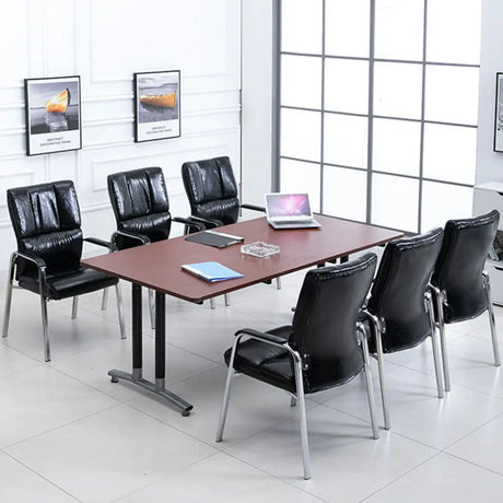 Stable Black Ergonomic Leather Office Chair with Arms Image - 1