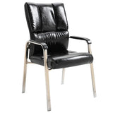 Stable Black Ergonomic Leather Office Chair with Arms Image - 10