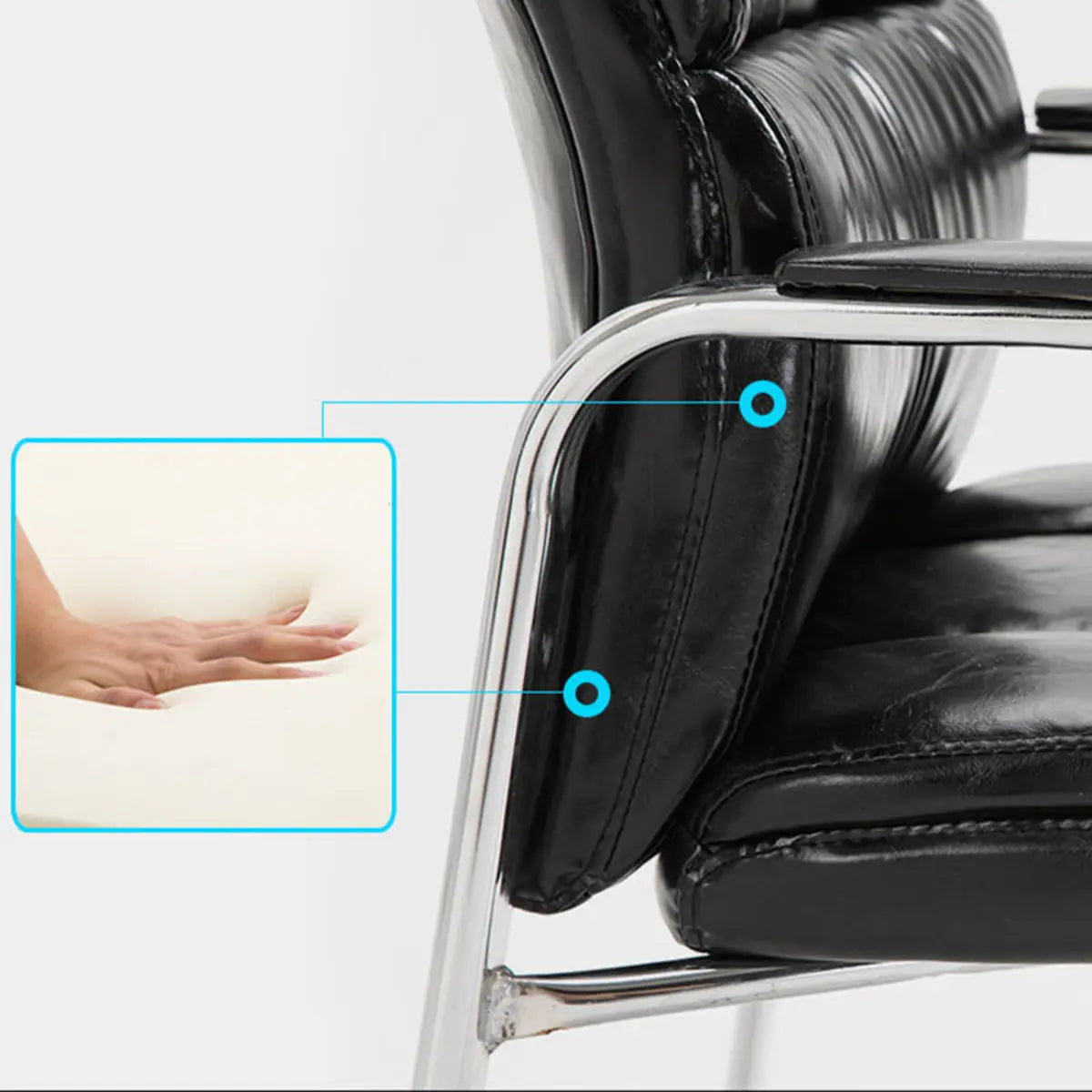 Stable Black Ergonomic Leather Office Chair with Arms Image - 11