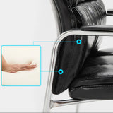 Stable Black Ergonomic Leather Office Chair with Arms Image - 11