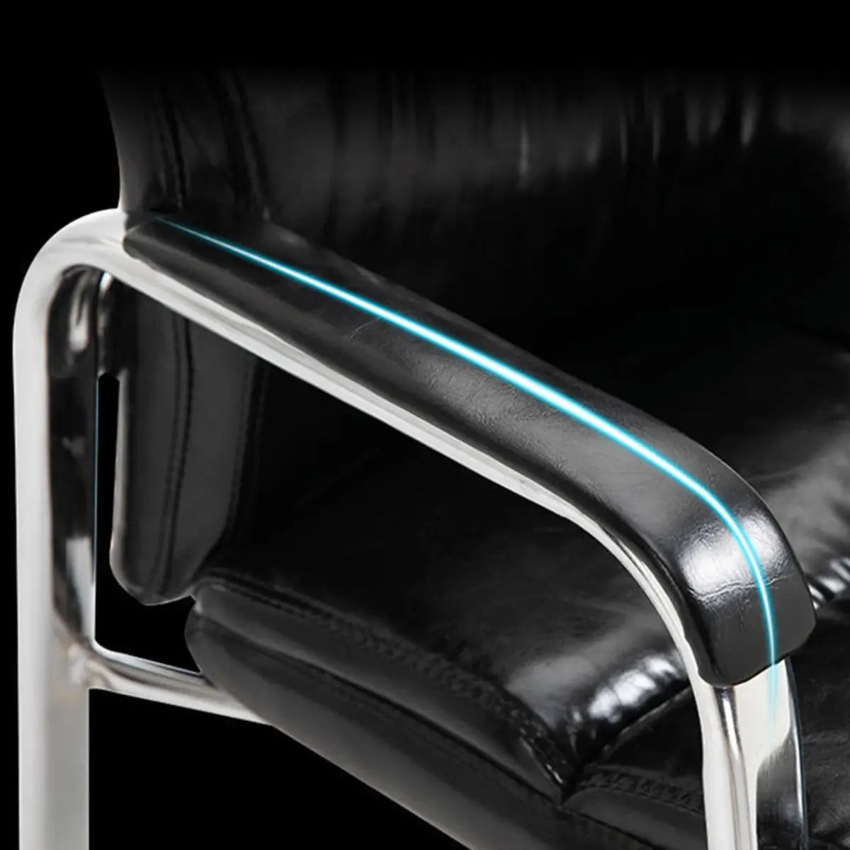 Stable Black Ergonomic Leather Office Chair with Arms Image - 13