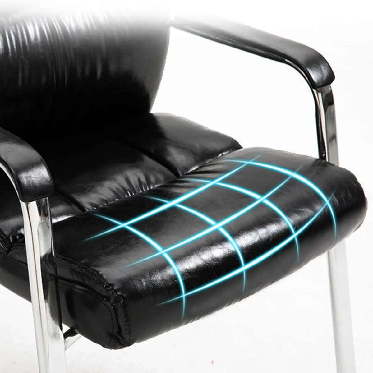 Stable Black Ergonomic Leather Office Chair with Arms Image - 14