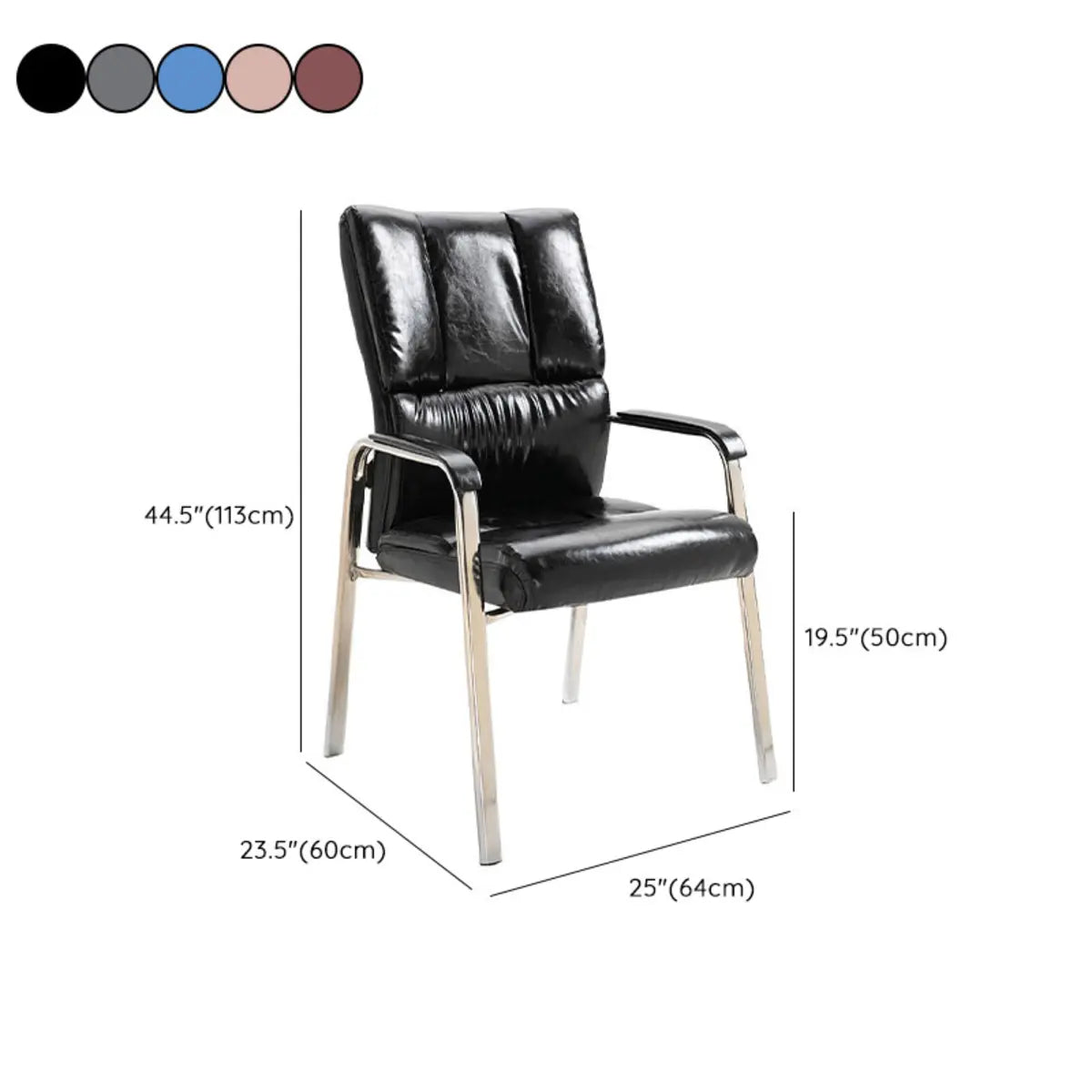 Stable Black Ergonomic Leather Office Chair with Arms 
