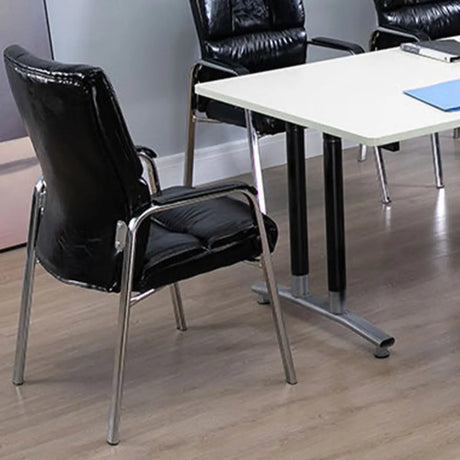 Stable Black Ergonomic Leather Office Chair with Arms Image - 2