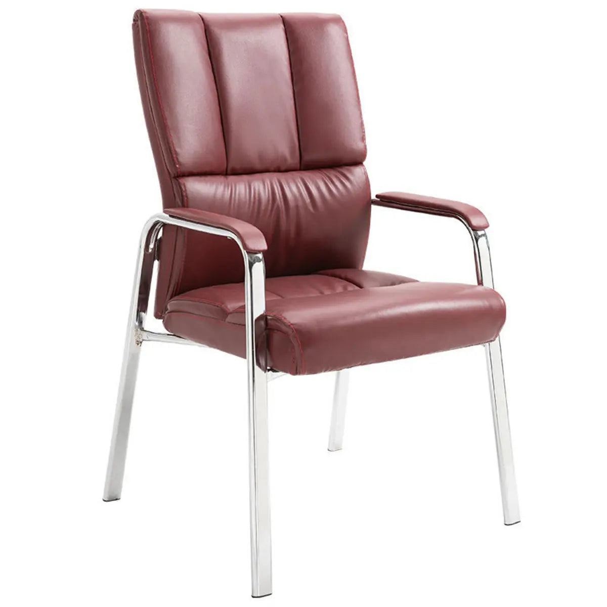 Stable Black Ergonomic Leather Office Chair with Arms Image - 3