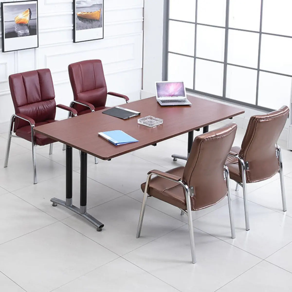 Stable Black Ergonomic Leather Office Chair with Arms Image - 4