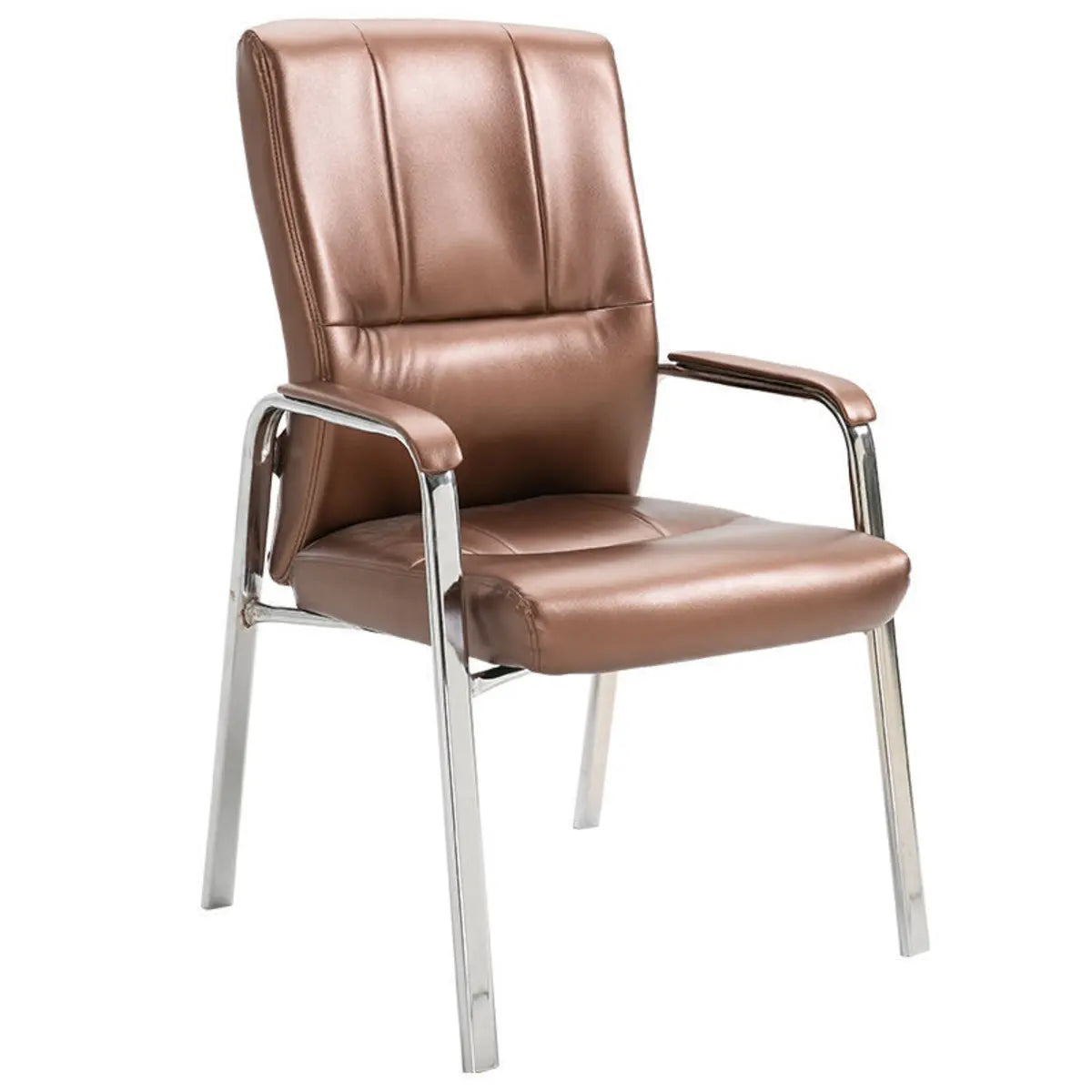 Stable Black Ergonomic Leather Office Chair with Arms Image - 5