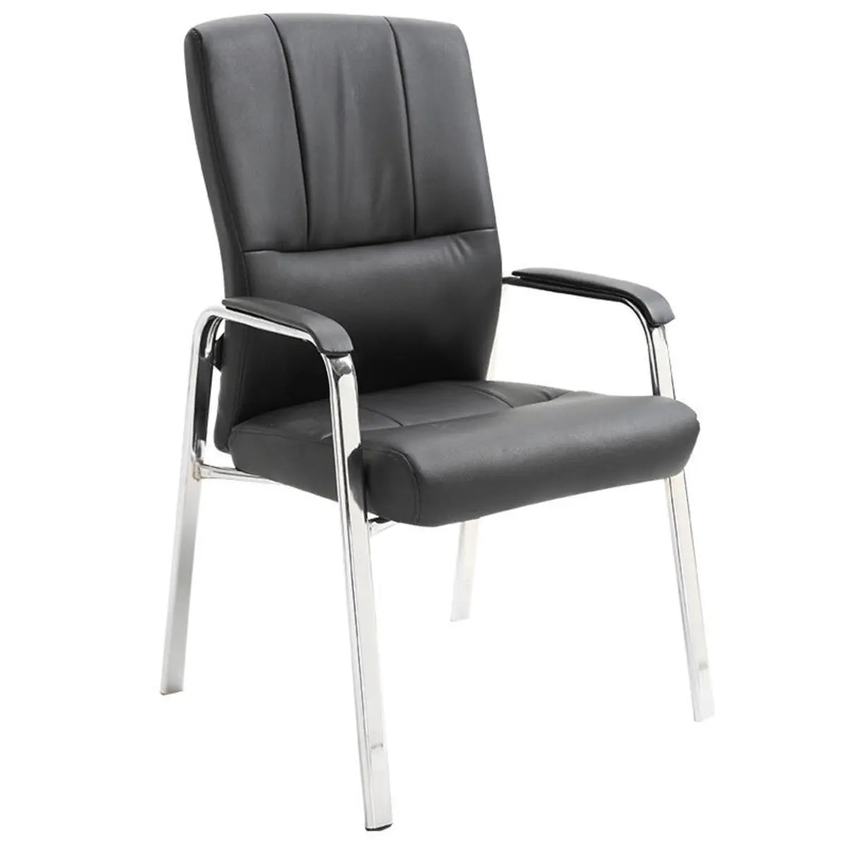 Stable Black Ergonomic Leather Office Chair with Arms Image - 9