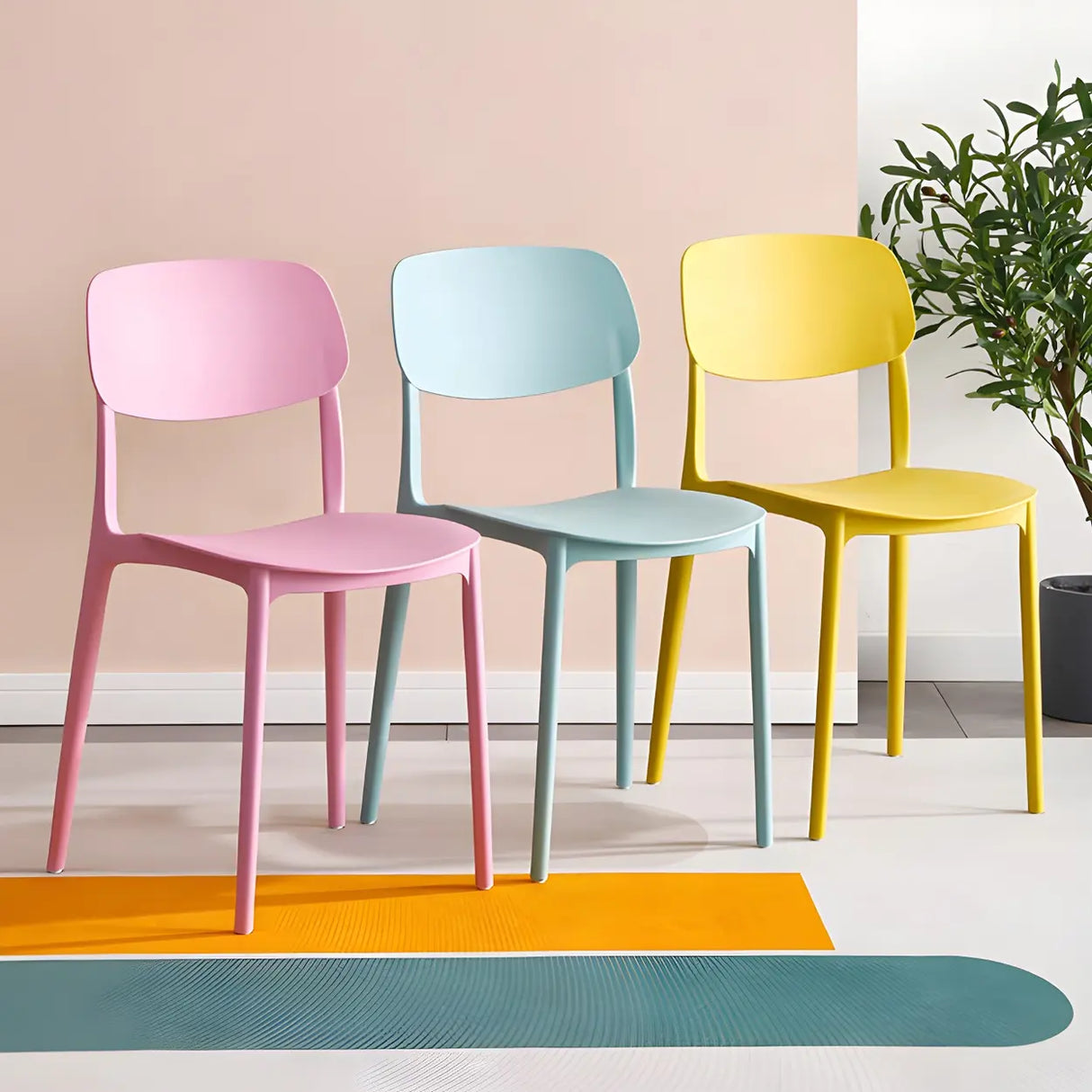Stackable Armless Dining Side Chair with Open Low Back Image - 1