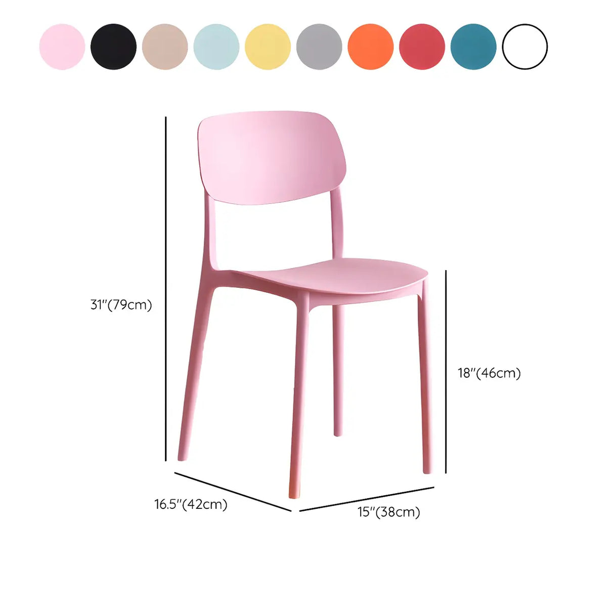 Stackable Armless Dining Side Chair with Open Low Back 