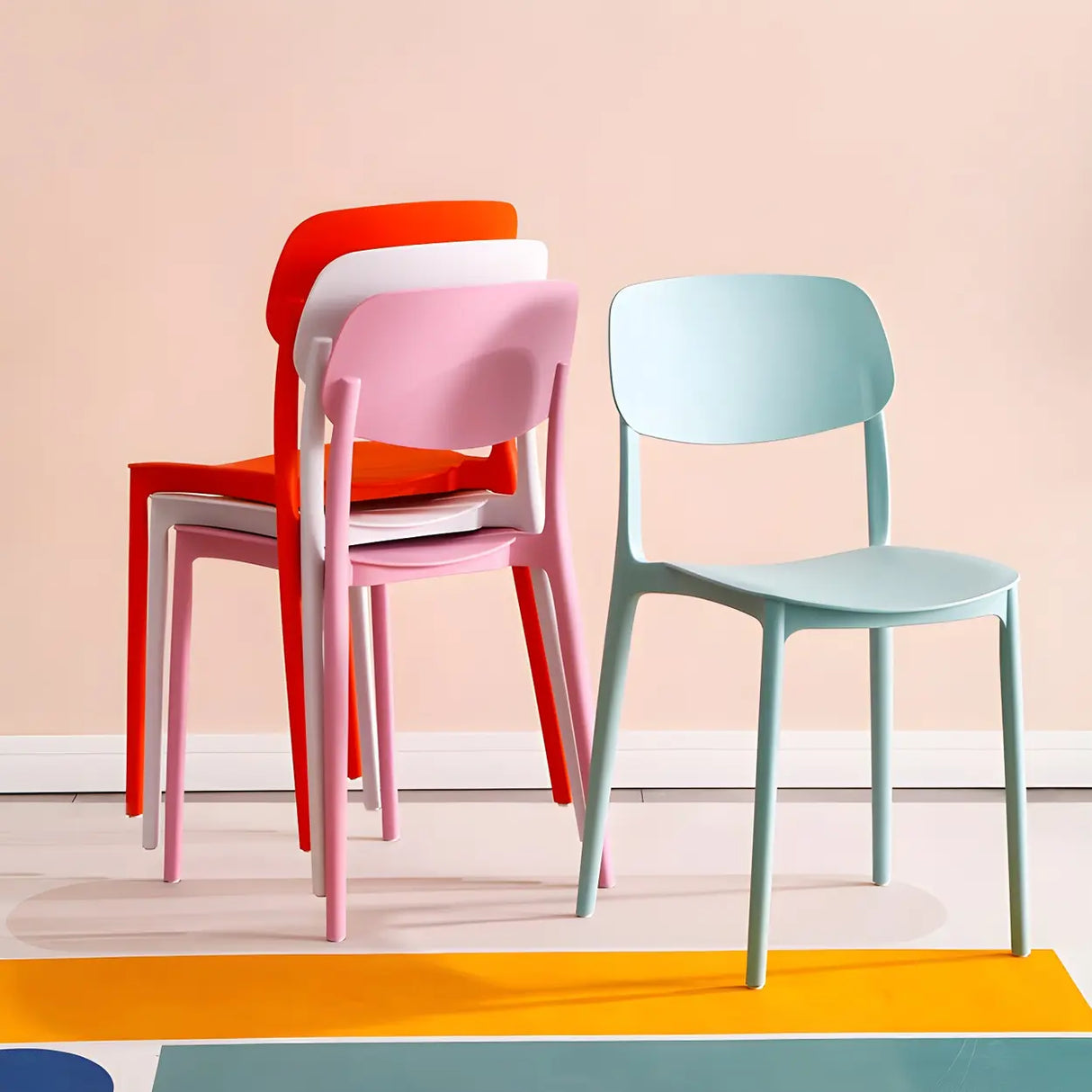 Stackable Armless Dining Side Chair with Open Low Back Image - 3