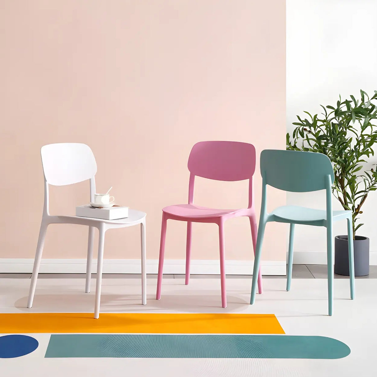 Stackable Armless Dining Side Chair with Open Low Back Image - 4