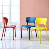 Stackable Minimalist Open Back Side Chair with Four-Leg Image - 6