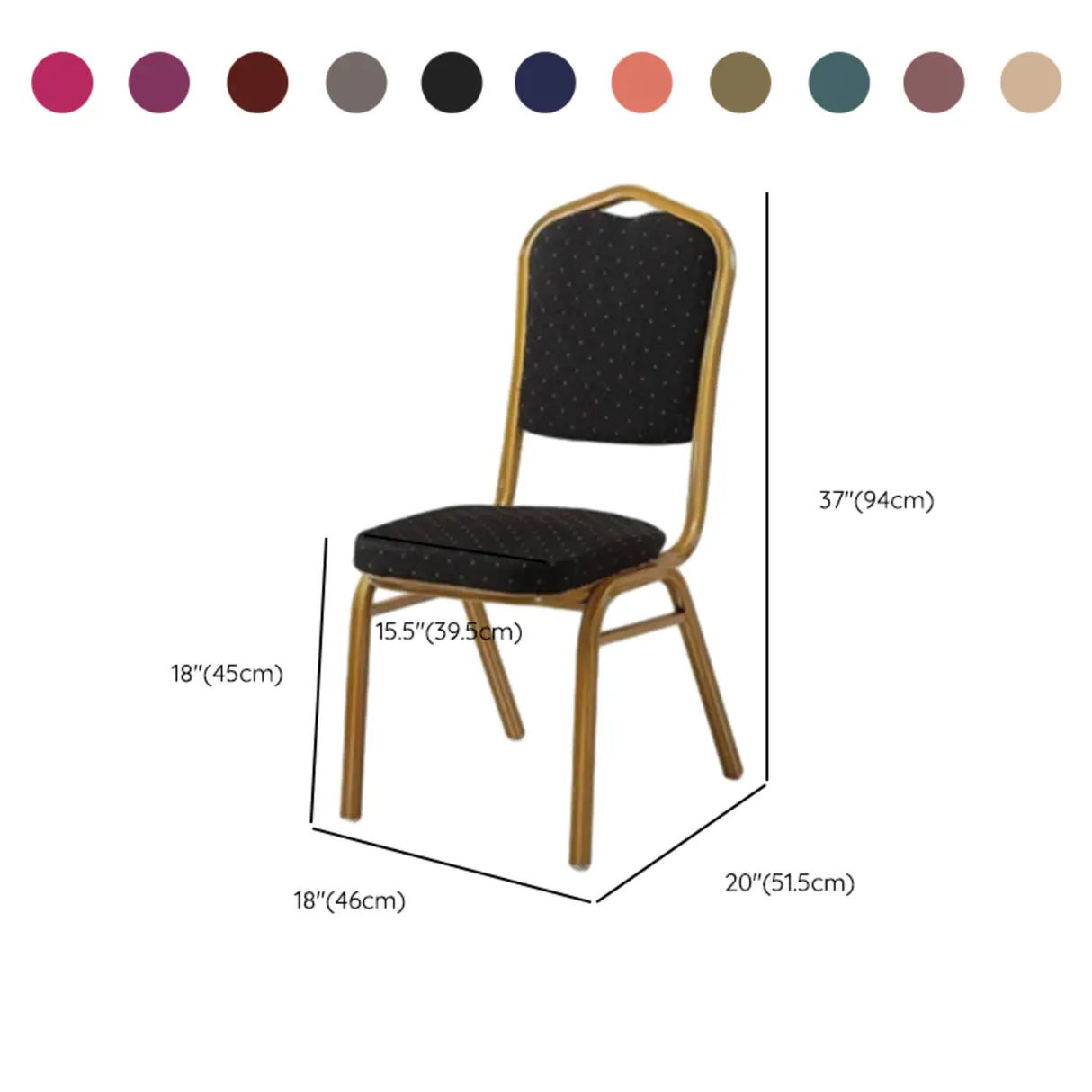 Stackable Print Fabric High Back Metal Dining Chair 