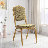 Stackable Print Fabric High Back Metal Dining Chair Image - 8