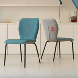 Stackable PU Leather Solid Back Dining Chair with Metal Legs Image - 13
