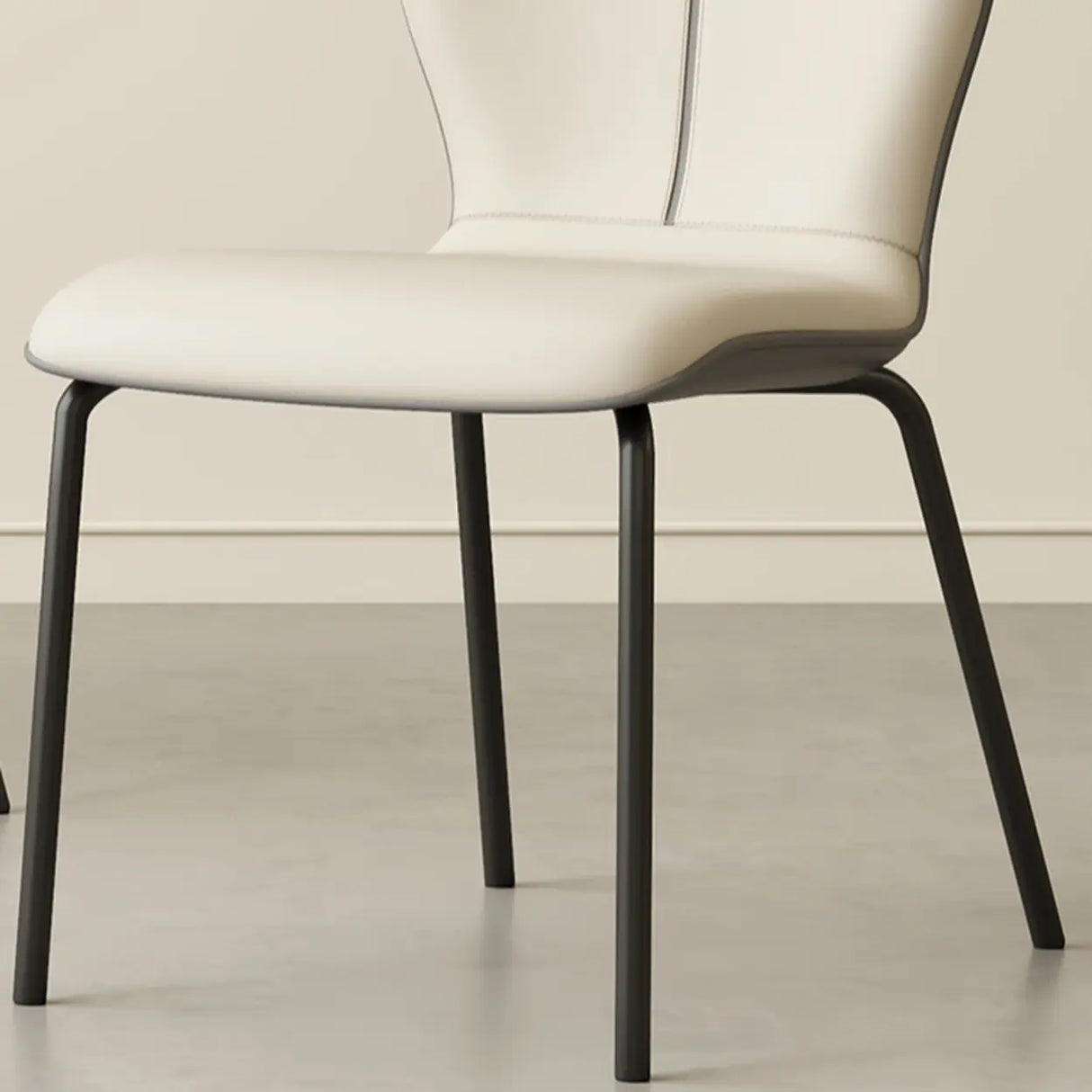 Stackable PU Leather Solid Back Dining Chair with Metal Legs Image - 14