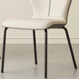 Stackable PU Leather Solid Back Dining Chair with Metal Legs Image - 14