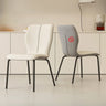 Stackable PU Leather Solid Back Dining Chair with Metal Legs Image - 5