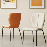 Stackable PU Leather Solid Back Dining Chair with Metal Legs Image - 8